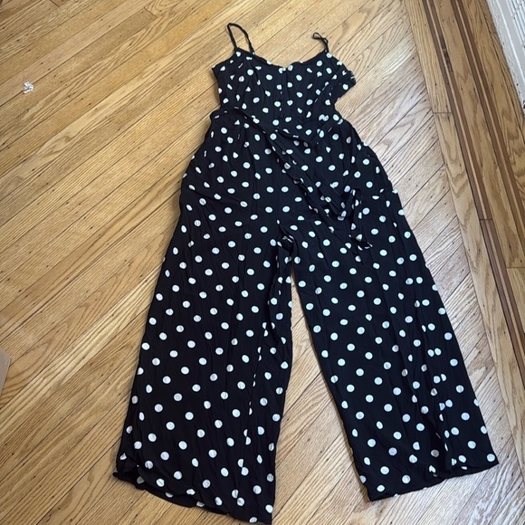 J.Crew Black White Polka Dot Wide Leg Strappy Jumpsuit Size 6 - Picture 2 of 9